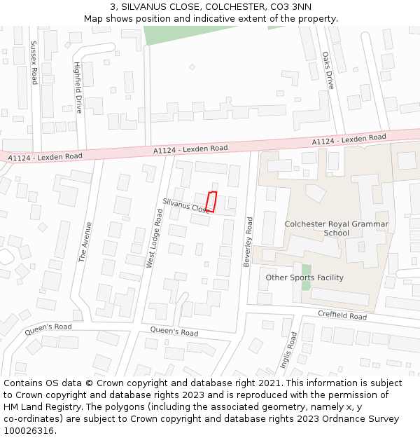 3, SILVANUS CLOSE, COLCHESTER, CO3 3NN: Location map and indicative extent of plot