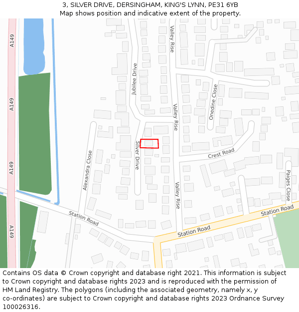 3, SILVER DRIVE, DERSINGHAM, KING'S LYNN, PE31 6YB: Location map and indicative extent of plot