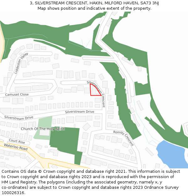 3, SILVERSTREAM CRESCENT, HAKIN, MILFORD HAVEN, SA73 3NJ: Location map and indicative extent of plot