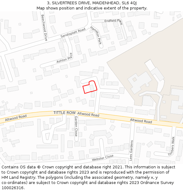 3, SILVERTREES DRIVE, MAIDENHEAD, SL6 4QJ: Location map and indicative extent of plot
