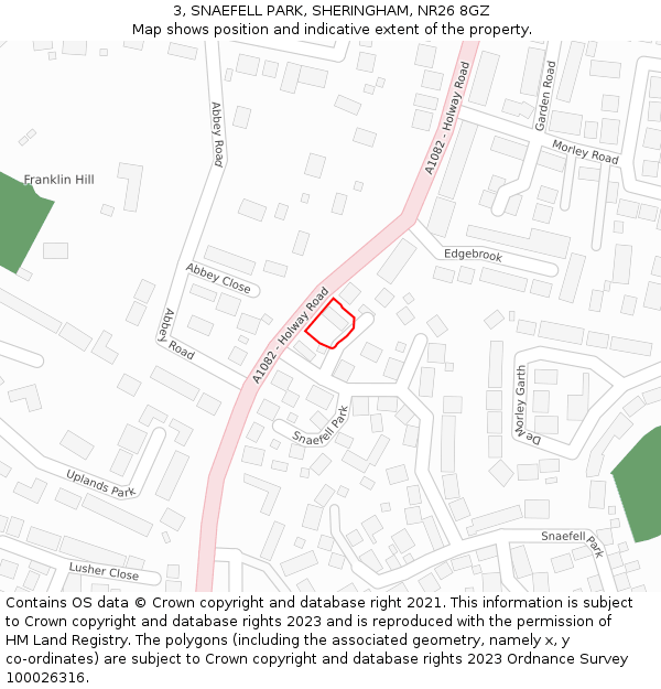 3, SNAEFELL PARK, SHERINGHAM, NR26 8GZ: Location map and indicative extent of plot
