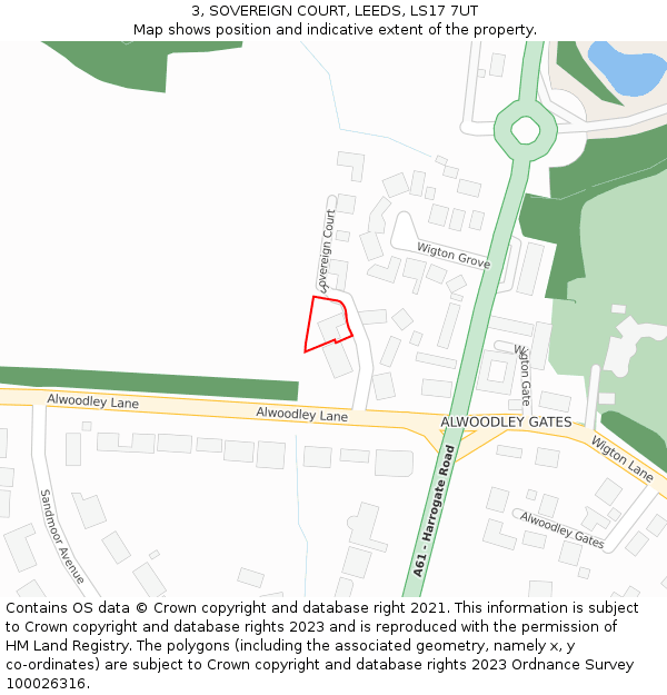 3, SOVEREIGN COURT, LEEDS, LS17 7UT: Location map and indicative extent of plot