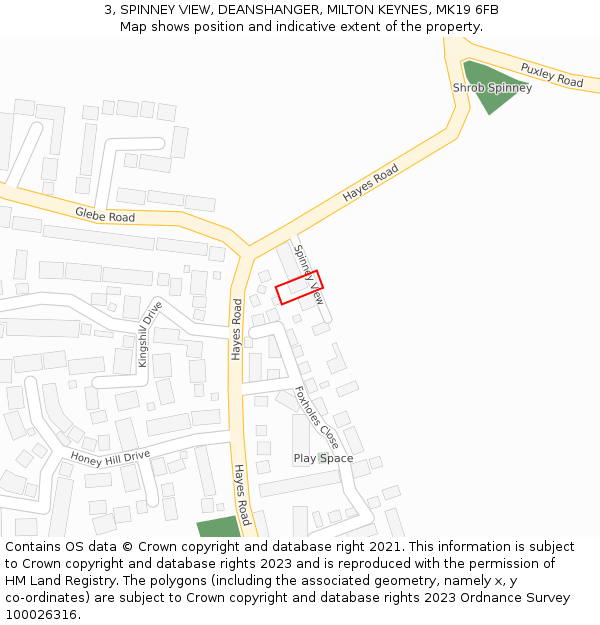 3, SPINNEY VIEW, DEANSHANGER, MILTON KEYNES, MK19 6FB: Location map and indicative extent of plot
