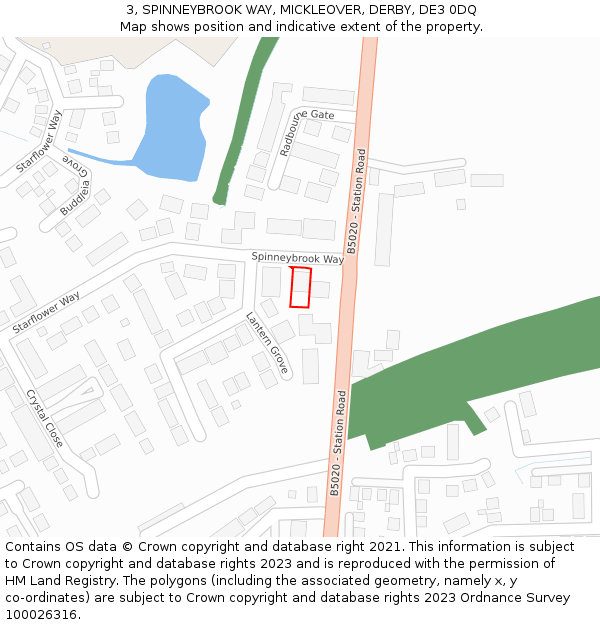 3, SPINNEYBROOK WAY, MICKLEOVER, DERBY, DE3 0DQ: Location map and indicative extent of plot