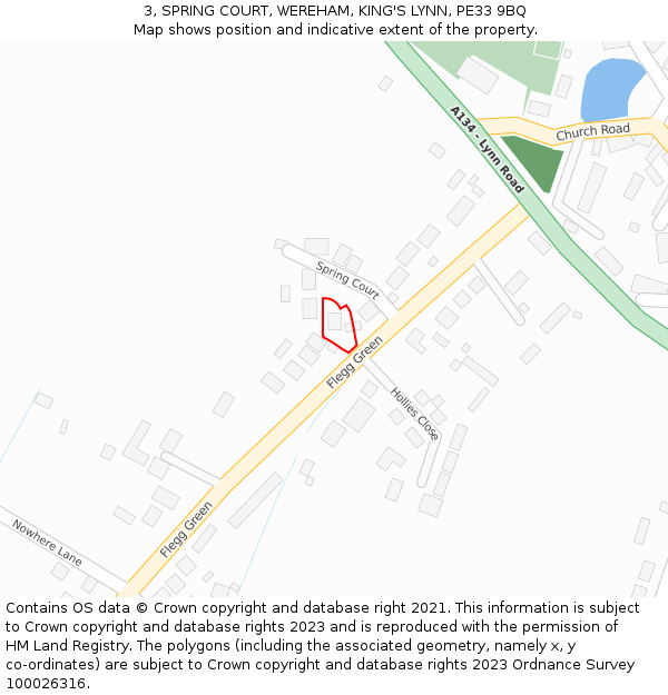 3, SPRING COURT, WEREHAM, KING'S LYNN, PE33 9BQ: Location map and indicative extent of plot
