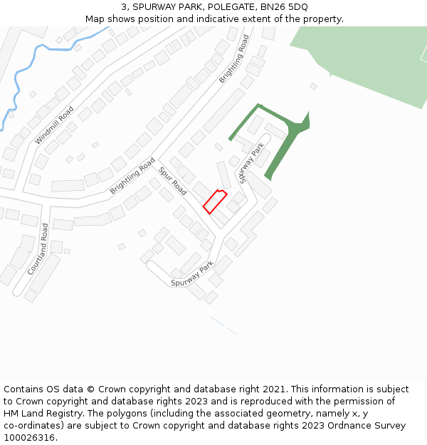 3, SPURWAY PARK, POLEGATE, BN26 5DQ: Location map and indicative extent of plot