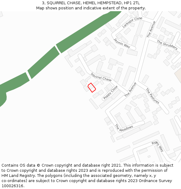 3, SQUIRREL CHASE, HEMEL HEMPSTEAD, HP1 2TL: Location map and indicative extent of plot