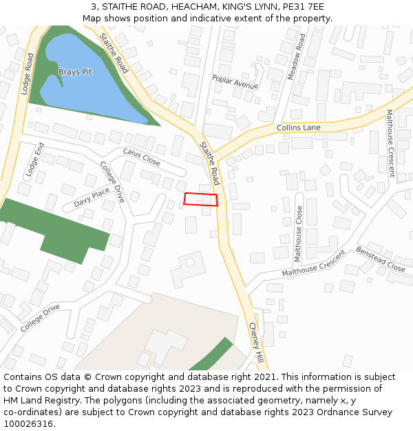 3, STAITHE ROAD, HEACHAM, KING'S LYNN, PE31 7EE: Location map and indicative extent of plot