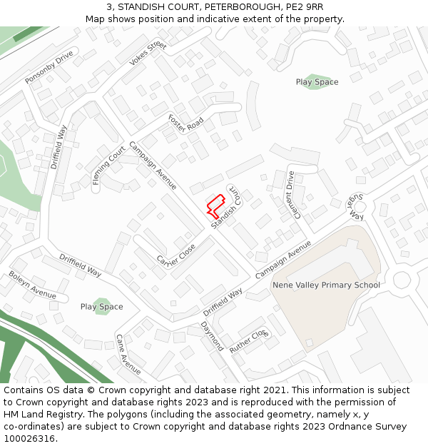 3, STANDISH COURT, PETERBOROUGH, PE2 9RR: Location map and indicative extent of plot