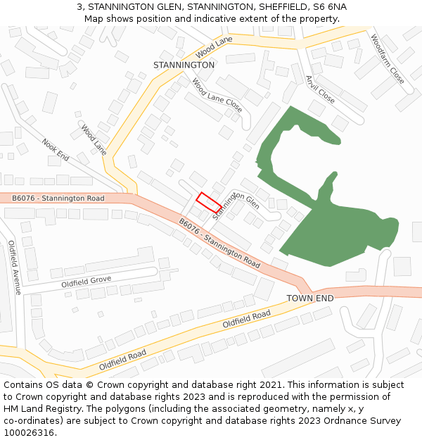 3, STANNINGTON GLEN, STANNINGTON, SHEFFIELD, S6 6NA: Location map and indicative extent of plot