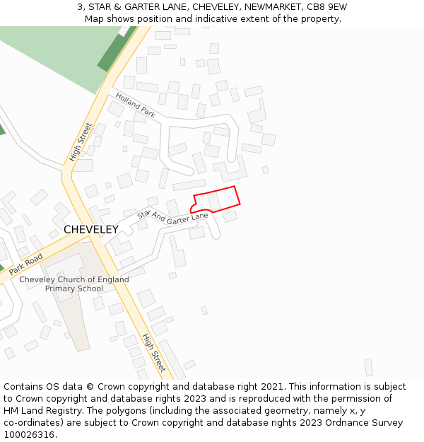 3, STAR & GARTER LANE, CHEVELEY, NEWMARKET, CB8 9EW: Location map and indicative extent of plot