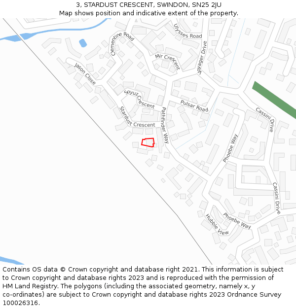 3, STARDUST CRESCENT, SWINDON, SN25 2JU: Location map and indicative extent of plot
