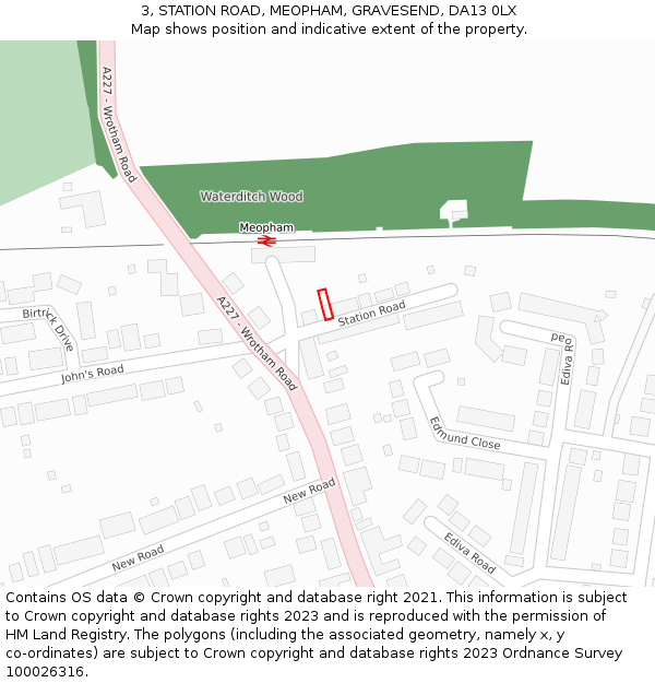 3, STATION ROAD, MEOPHAM, GRAVESEND, DA13 0LX: Location map and indicative extent of plot