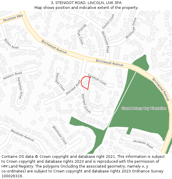 3, STENIGOT ROAD, LINCOLN, LN6 3PA: Location map and indicative extent of plot