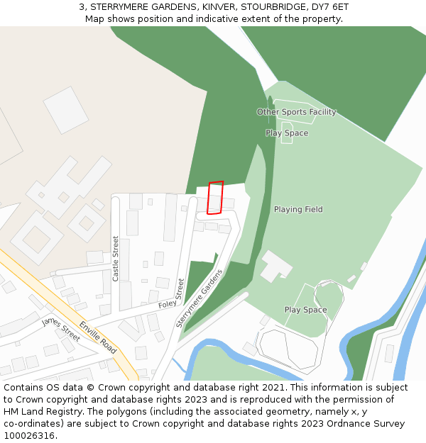 3, STERRYMERE GARDENS, KINVER, STOURBRIDGE, DY7 6ET: Location map and indicative extent of plot