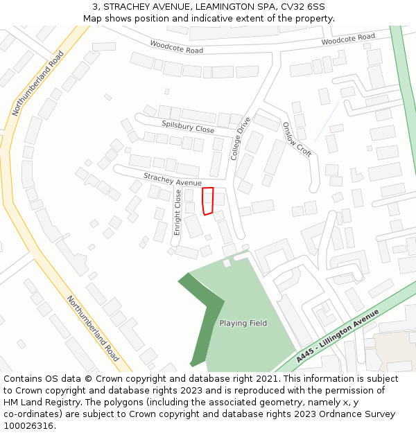 3, STRACHEY AVENUE, LEAMINGTON SPA, CV32 6SS: Location map and indicative extent of plot