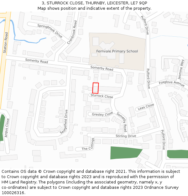 3, STURROCK CLOSE, THURNBY, LEICESTER, LE7 9QP: Location map and indicative extent of plot