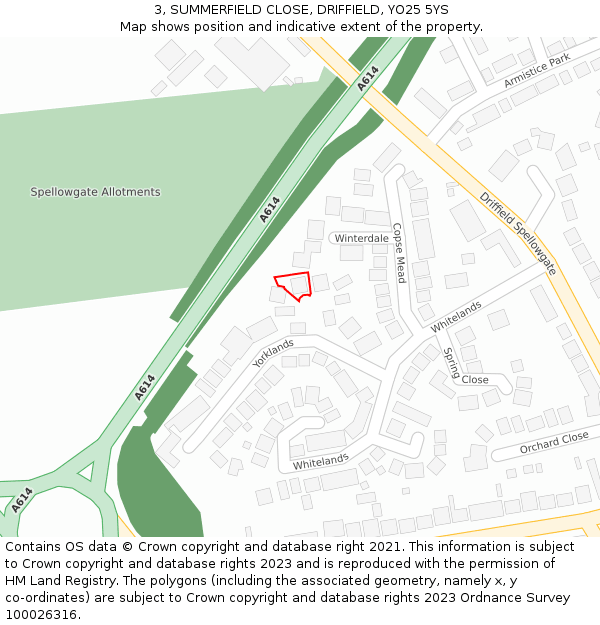 3, SUMMERFIELD CLOSE, DRIFFIELD, YO25 5YS: Location map and indicative extent of plot