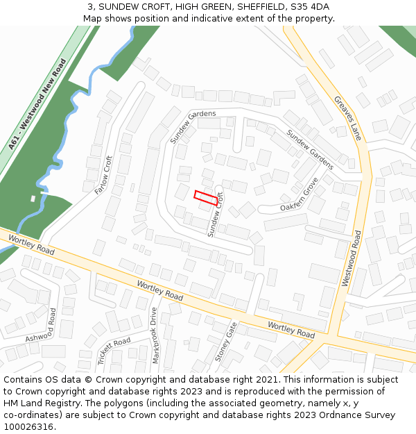 3, SUNDEW CROFT, HIGH GREEN, SHEFFIELD, S35 4DA: Location map and indicative extent of plot
