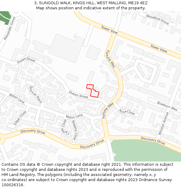 3, SUNGOLD WALK, KINGS HILL, WEST MALLING, ME19 4EZ: Location map and indicative extent of plot