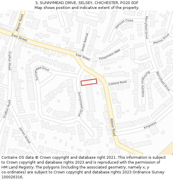3, SUNNYMEAD DRIVE, SELSEY, CHICHESTER, PO20 0DF: Location map and indicative extent of plot