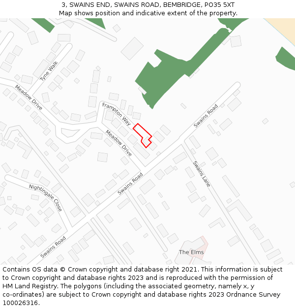 3, SWAINS END, SWAINS ROAD, BEMBRIDGE, PO35 5XT: Location map and indicative extent of plot