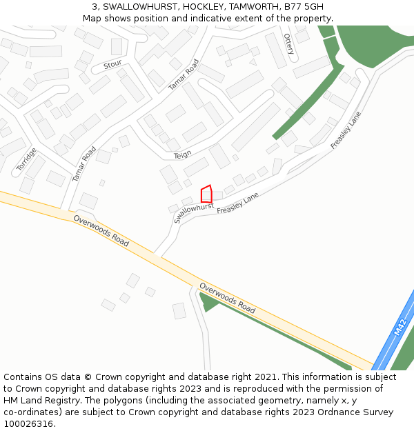3, SWALLOWHURST, HOCKLEY, TAMWORTH, B77 5GH: Location map and indicative extent of plot