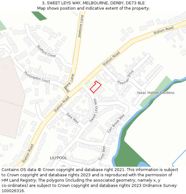 3, SWEET LEYS WAY, MELBOURNE, DERBY, DE73 8LE: Location map and indicative extent of plot