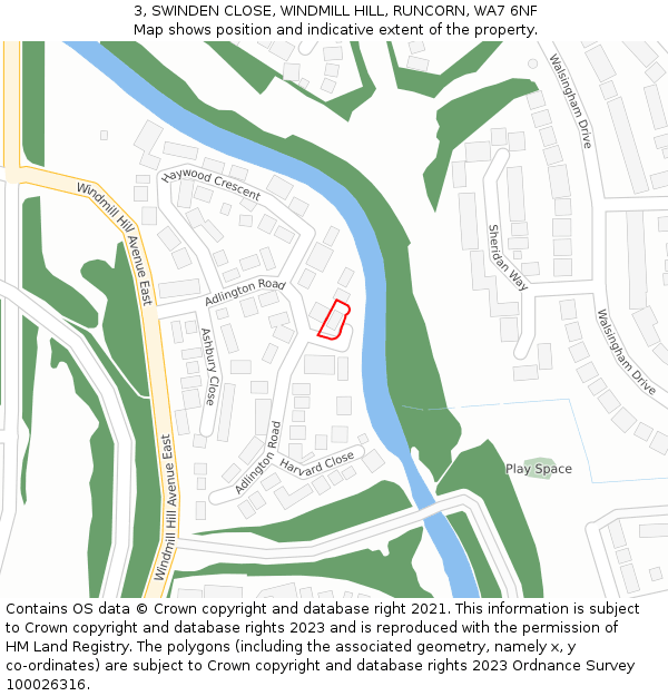 3, SWINDEN CLOSE, WINDMILL HILL, RUNCORN, WA7 6NF: Location map and indicative extent of plot