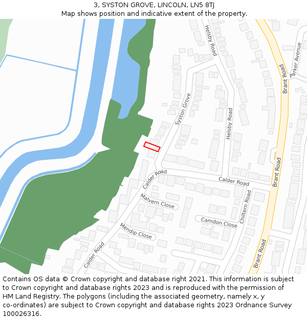 3, SYSTON GROVE, LINCOLN, LN5 8TJ: Location map and indicative extent of plot