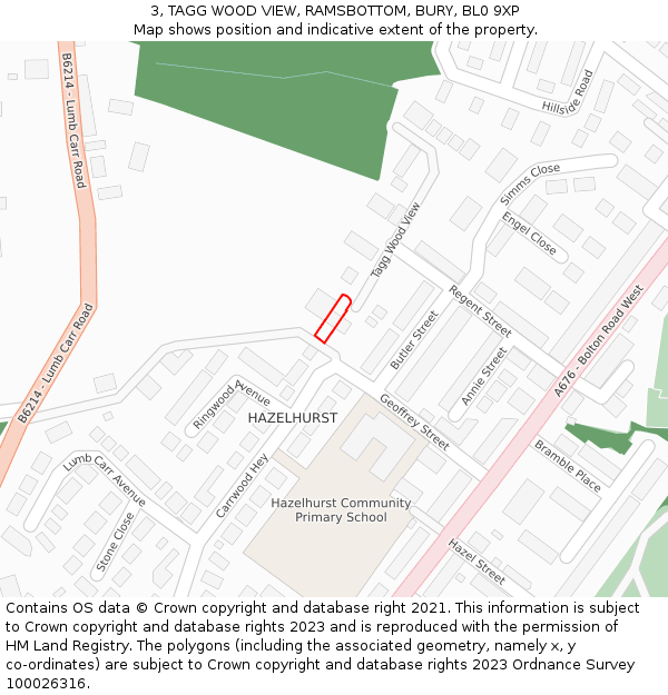 3, TAGG WOOD VIEW, RAMSBOTTOM, BURY, BL0 9XP: Location map and indicative extent of plot