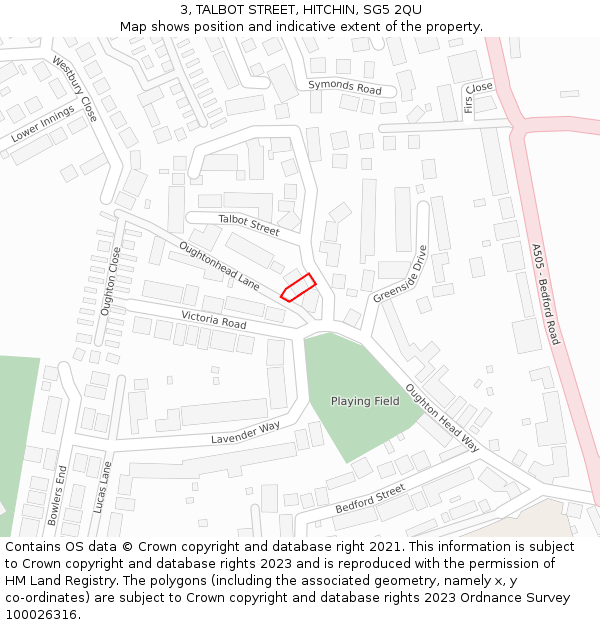 3, TALBOT STREET, HITCHIN, SG5 2QU: Location map and indicative extent of plot