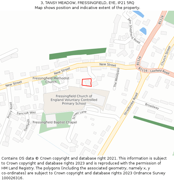 3, TANSY MEADOW, FRESSINGFIELD, EYE, IP21 5RQ: Location map and indicative extent of plot