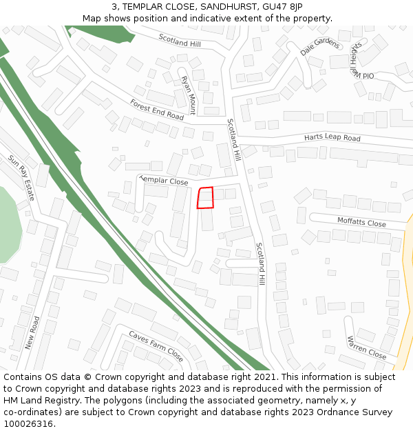3, TEMPLAR CLOSE, SANDHURST, GU47 8JP: Location map and indicative extent of plot