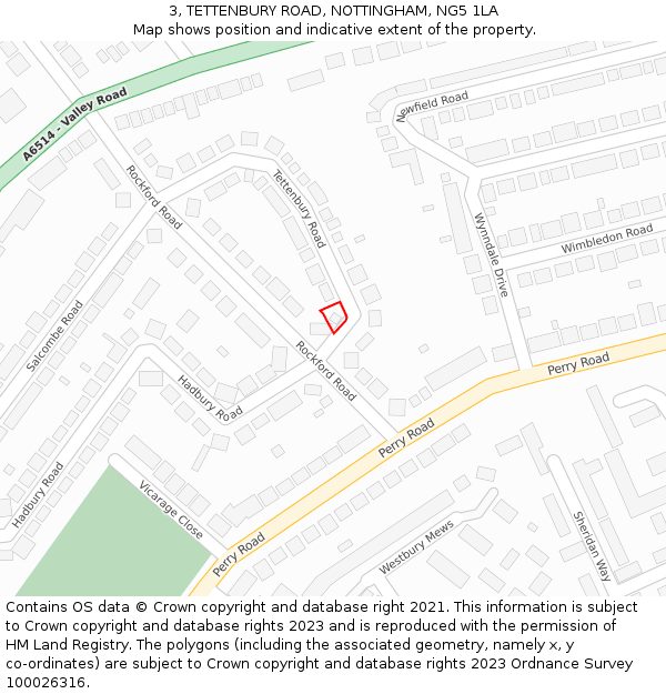 3, TETTENBURY ROAD, NOTTINGHAM, NG5 1LA: Location map and indicative extent of plot