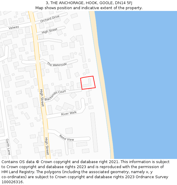 3, THE ANCHORAGE, HOOK, GOOLE, DN14 5FJ: Location map and indicative extent of plot