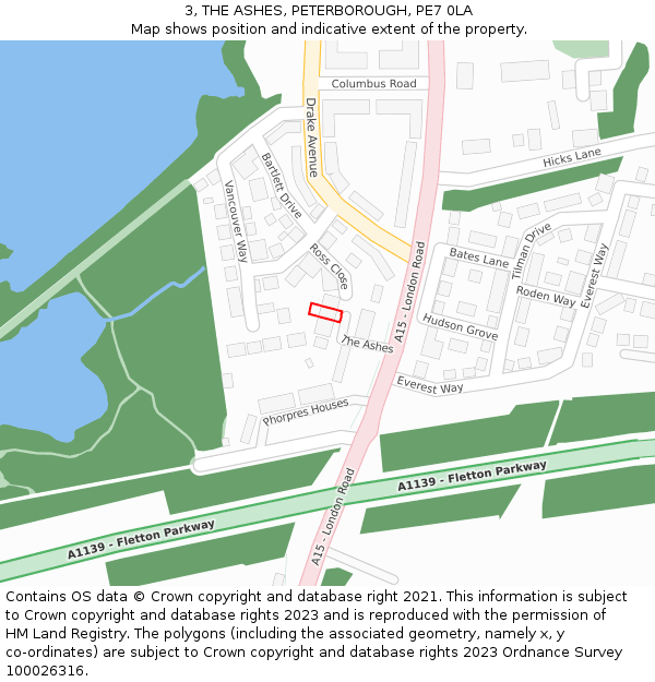 3, THE ASHES, PETERBOROUGH, PE7 0LA: Location map and indicative extent of plot