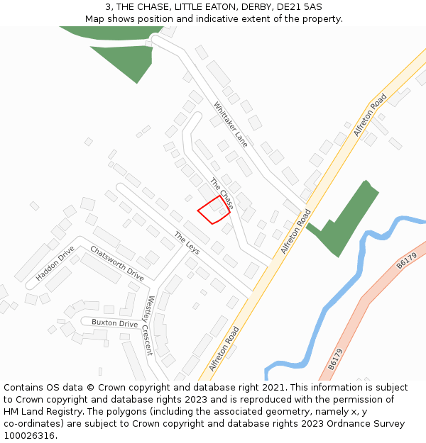 3, THE CHASE, LITTLE EATON, DERBY, DE21 5AS: Location map and indicative extent of plot