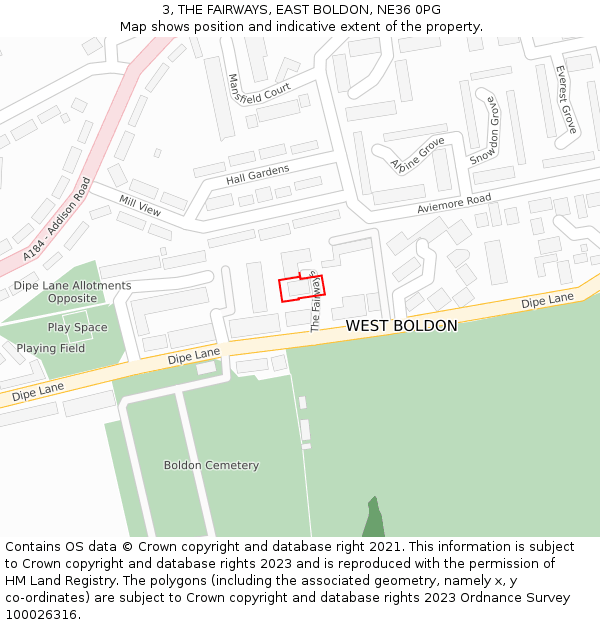 3, THE FAIRWAYS, EAST BOLDON, NE36 0PG: Location map and indicative extent of plot