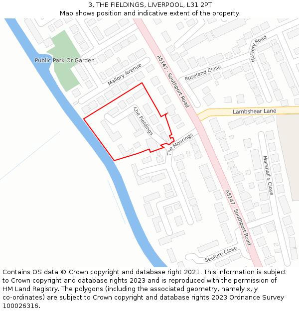 3, THE FIELDINGS, LIVERPOOL, L31 2PT: Location map and indicative extent of plot