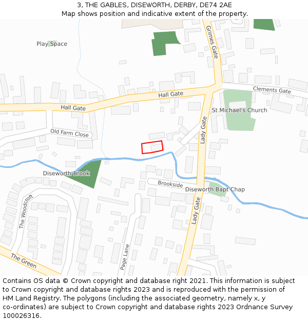 3, THE GABLES, DISEWORTH, DERBY, DE74 2AE: Location map and indicative extent of plot