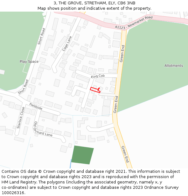3, THE GROVE, STRETHAM, ELY, CB6 3NB: Location map and indicative extent of plot