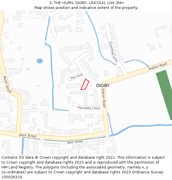 3, THE HURN, DIGBY, LINCOLN, LN4 3NH: Location map and indicative extent of plot