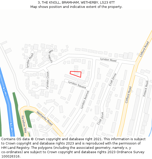3, THE KNOLL, BRAMHAM, WETHERBY, LS23 6TT: Location map and indicative extent of plot
