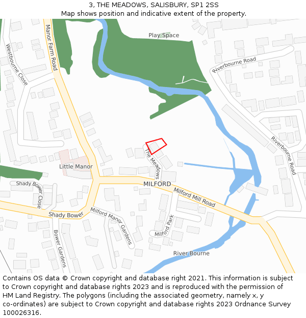 3, THE MEADOWS, SALISBURY, SP1 2SS: Location map and indicative extent of plot