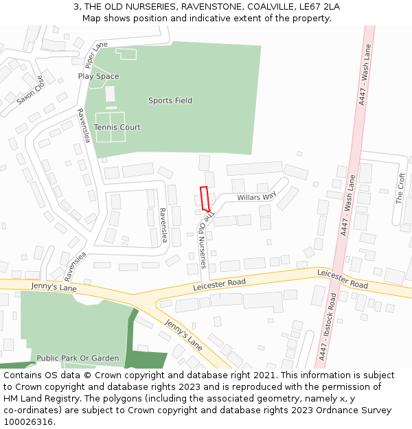 3, THE OLD NURSERIES, RAVENSTONE, COALVILLE, LE67 2LA: Location map and indicative extent of plot