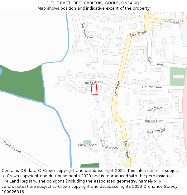 3, THE PASTURES, CARLTON, GOOLE, DN14 9QF: Location map and indicative extent of plot