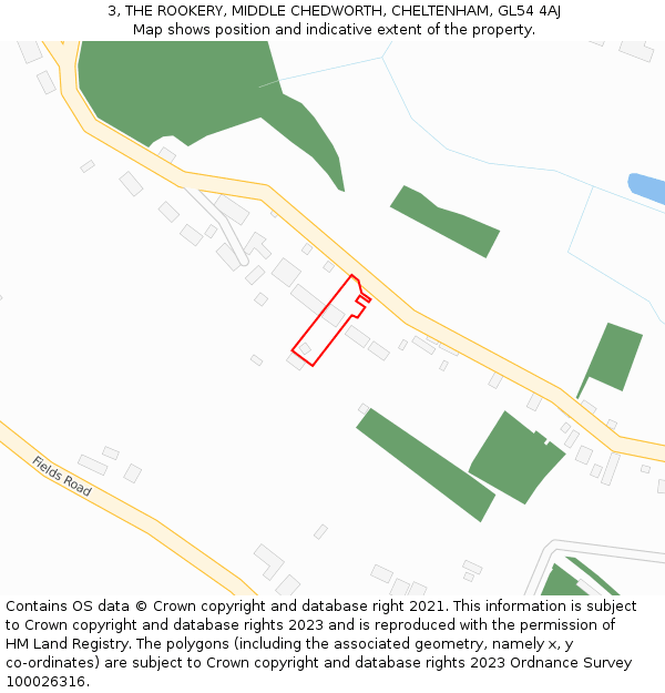 3, THE ROOKERY, MIDDLE CHEDWORTH, CHELTENHAM, GL54 4AJ: Location map and indicative extent of plot