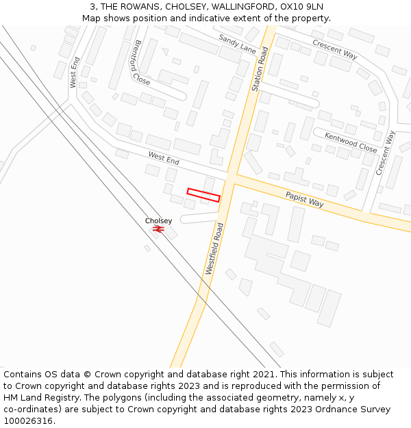 3, THE ROWANS, CHOLSEY, WALLINGFORD, OX10 9LN: Location map and indicative extent of plot