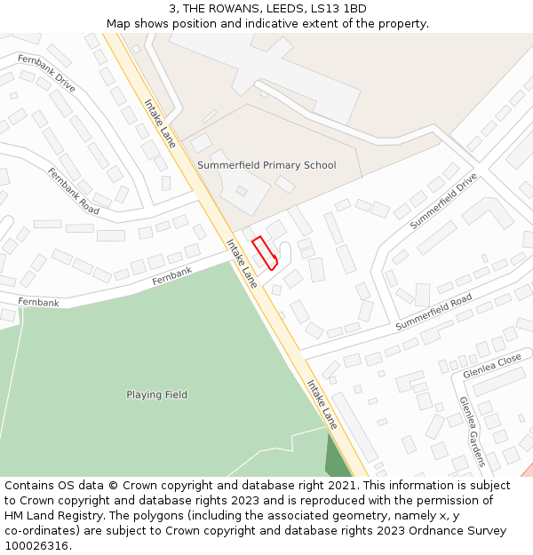 3, THE ROWANS, LEEDS, LS13 1BD: Location map and indicative extent of plot